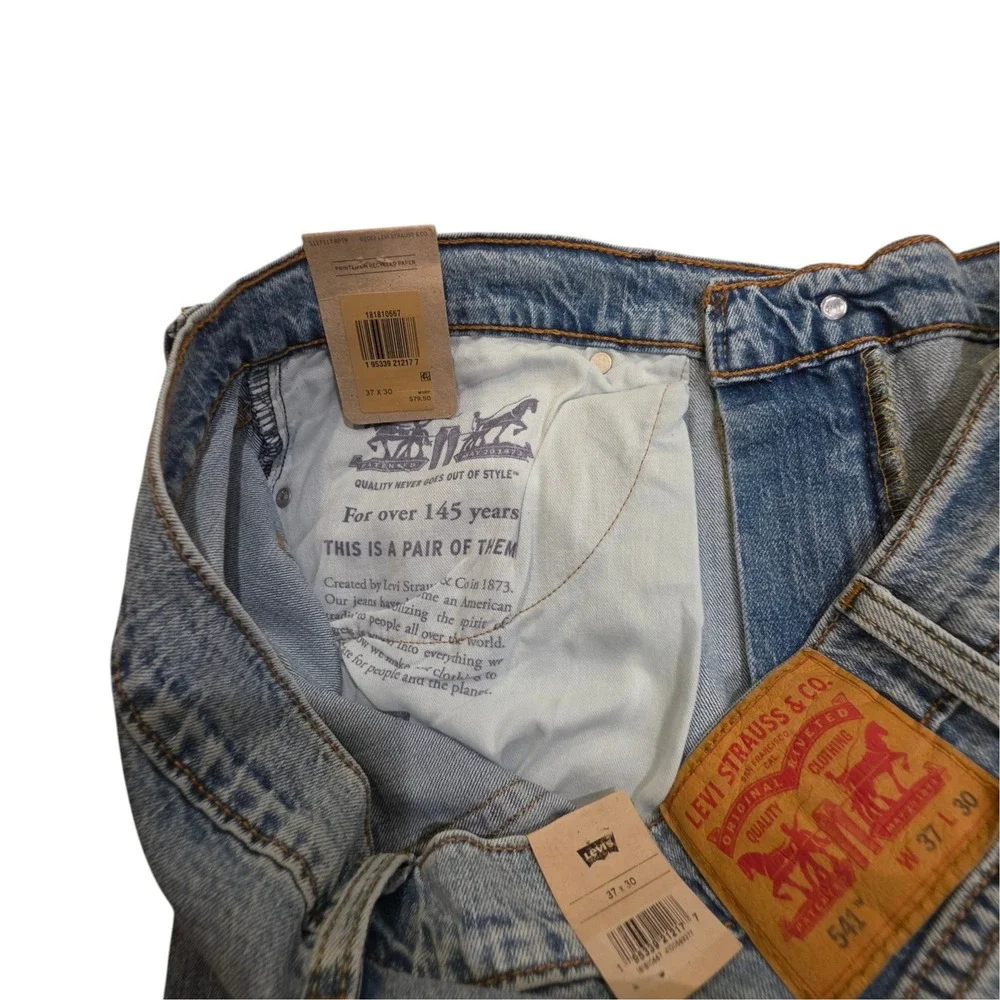 Levi's Mens 541 Athletic Taper Jeans Light Wash Blue Stretch 37x30